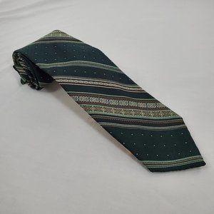Vintage Wemlon by Wembley Diagonal Stripes Green Brown Polyester Necktie